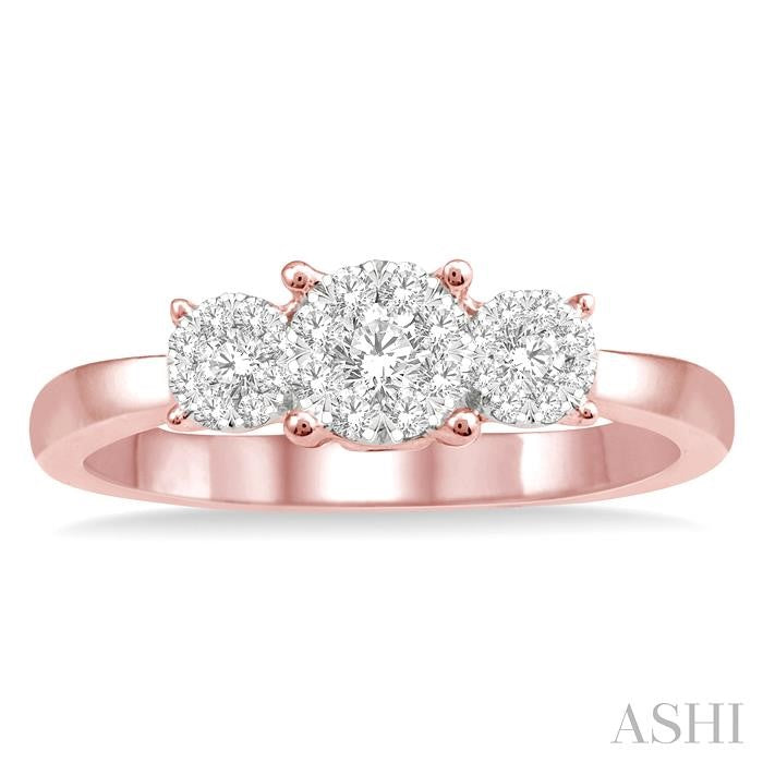 1/3 Ctw Lovebright Round Cut Diamond Ring in 14K Rose and White Gold