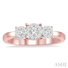 1/3 Ctw Lovebright Round Cut Diamond Ring in 14K Rose and White Gold