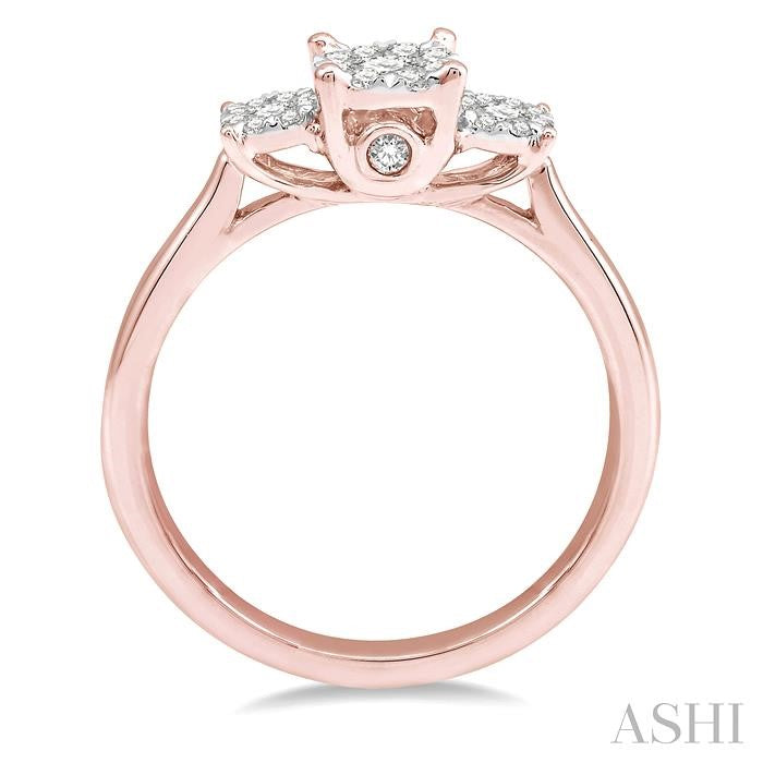 1/3 Ctw Lovebright Round Cut Diamond Ring in 14K Rose and White Gold
