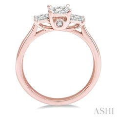 1/3 Ctw Lovebright Round Cut Diamond Ring in 14K Rose and White Gold