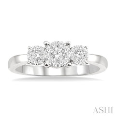 1/3 Ctw Lovebright Round Cut Diamond Ring in 14K White Gold
