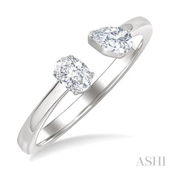 1/2 Ctw Toi Et Moi Oval and Pear Cut Diamond Open Fashion Ring in 14K White Gold