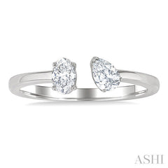 1/2 Ctw Toi Et Moi Oval and Pear Cut Diamond Open Fashion Ring in 14K White Gold