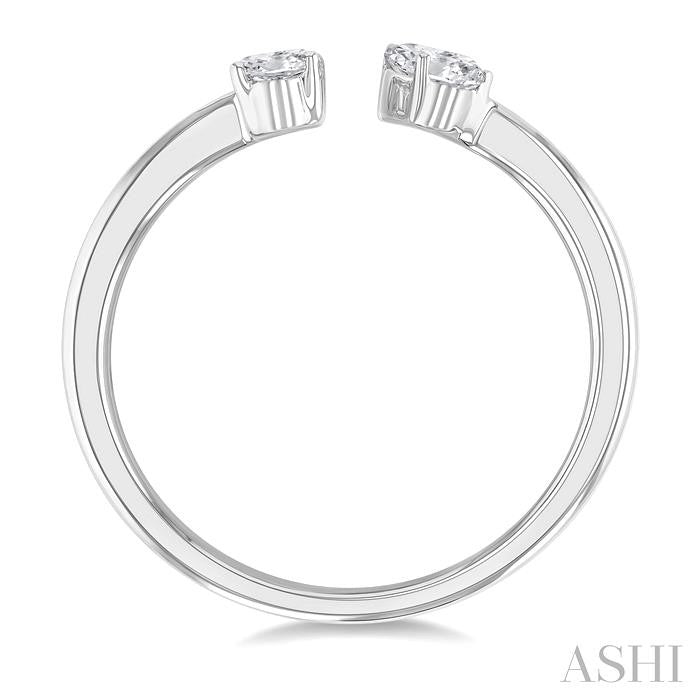 1/2 Ctw Toi Et Moi Oval and Pear Cut Diamond Open Fashion Ring in 14K White Gold