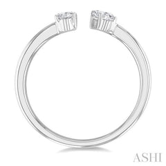 1/2 Ctw Toi Et Moi Oval and Pear Cut Diamond Open Fashion Ring in 14K White Gold