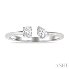 1/3 Ctw Toi Et Moi Oval and Pear Cut Diamond Open Fashion Ring in 14K White Gold