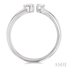 1/3 Ctw Toi Et Moi Oval and Pear Cut Diamond Open Fashion Ring in 14K White Gold