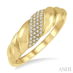 1/8 Ctw Wave Round Cut Diamond Fashion Ring in 10K Yellow Gold