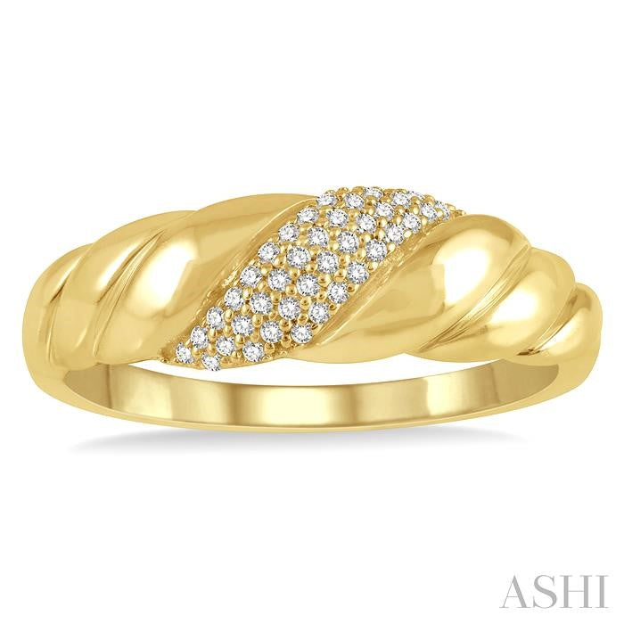 1/8 Ctw Wave Round Cut Diamond Fashion Ring in 10K Yellow Gold