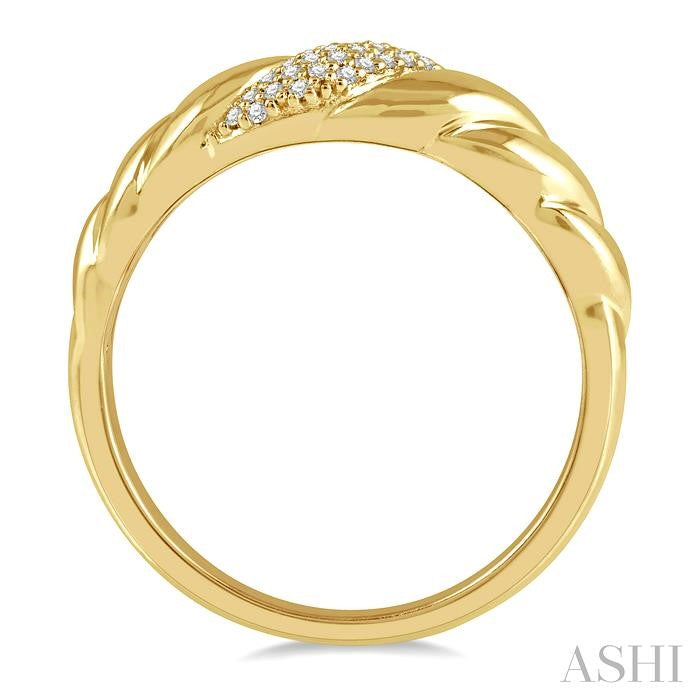 1/8 Ctw Wave Round Cut Diamond Fashion Ring in 10K Yellow Gold