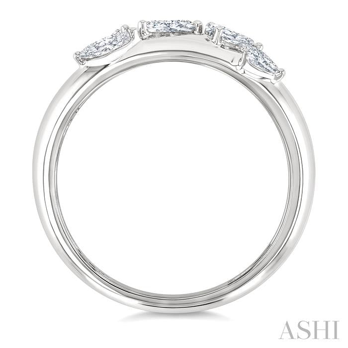 1/2 Ctw 5-Stone Pear and Marquise Cut Diamond Fashion Bold Band in 14K White Gold