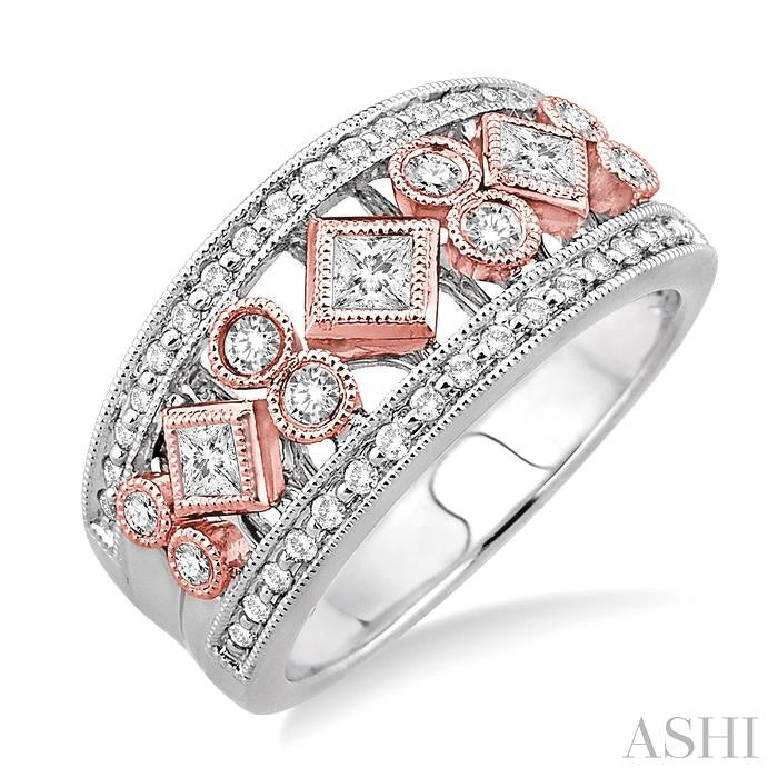 5/8 Ctw Diamond Fashion Ring in 14K White and Rose Gold