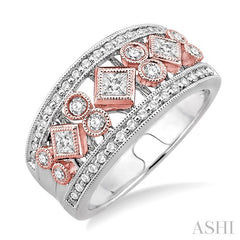 5/8 Ctw Diamond Fashion Ring in 14K White and Rose Gold