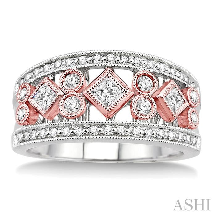 5/8 Ctw Diamond Fashion Ring in 14K White and Rose Gold