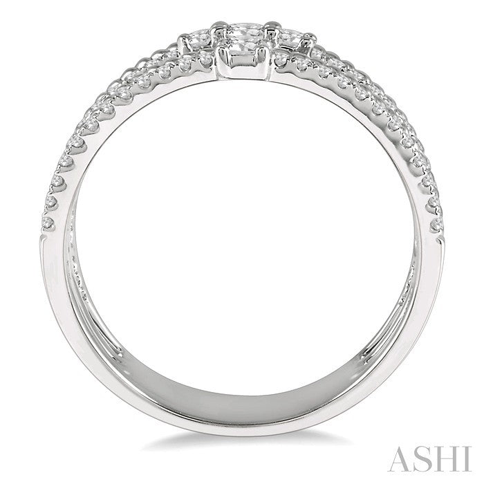 3/8 Ctw Rope and Round Diamond Multi Row Layered Fashion Ring in 14K White Gold