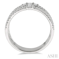 3/8 Ctw Rope and Round Diamond Multi Row Layered Fashion Ring in 14K White Gold