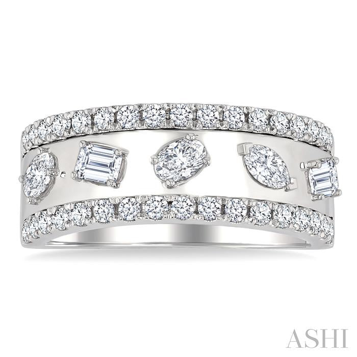 7/8 Ctw 5-Stone Mixed Shape Diamond Fashion Band in 14K White Gold