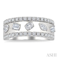 7/8 Ctw 5-Stone Mixed Shape Diamond Fashion Band in 14K White Gold