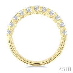 2 Ctw Twin Row Round Cut Diamond Wide Wedding Band in 14K Yellow Gold