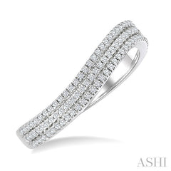 1/3 Ctw Curvy Triple Row Round Cut Diamond Fashion Band in 14K White Gold