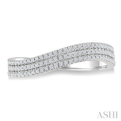 1/3 Ctw Curvy Triple Row Round Cut Diamond Fashion Band in 14K White Gold