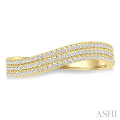 1/3 Ctw Curvy Triple Row Round Cut Diamond Fashion Band in 14K Yellow Gold