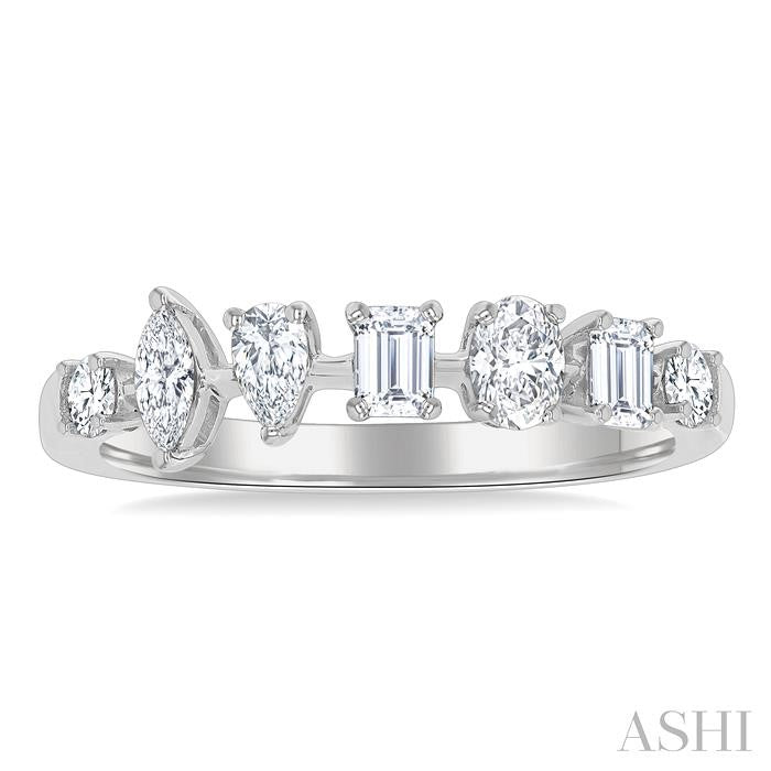 5/8 Ctw Mixed Cut Diamond Fashion Band in 14K White Gold