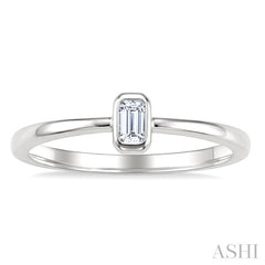 1/5 Ctw Bezel Set Octagon Cut Diamond Fashion Ring in 14K White Gold