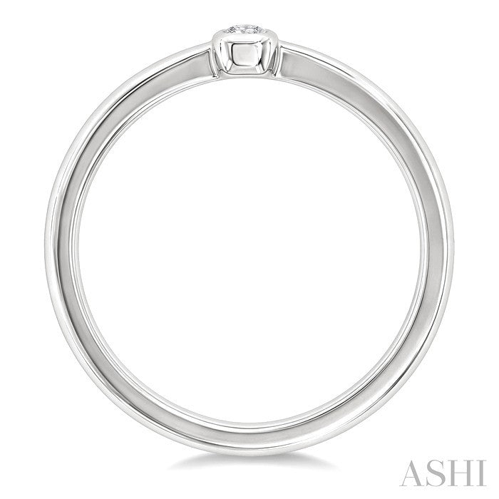 1/5 Ctw Bezel Set Octagon Cut Diamond Fashion Ring in 14K White Gold