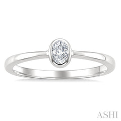 1/5 Ctw Bezel Set Oval Cut Diamond Fashion Ring in 14K White Gold