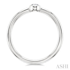 1/5 Ctw Bezel Set Oval Cut Diamond Fashion Ring in 14K White Gold