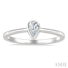 1/5 Ctw Bezel Set Pear Cut Diamond Fashion Ring in 14K White Gold