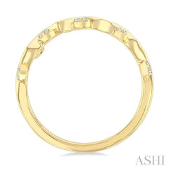 1/10 Ctw Round Cut Diamond Leaf Stackable Band in 10K Yellow Gold