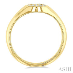 1/10 Ctw Round Signet Round Cut Diamond Stackable Ring in 10K Yellow Gold