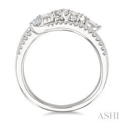 3/4 Ctw Split Shank Mixed Diamond Cut Fashion Ring in 14K White Gold