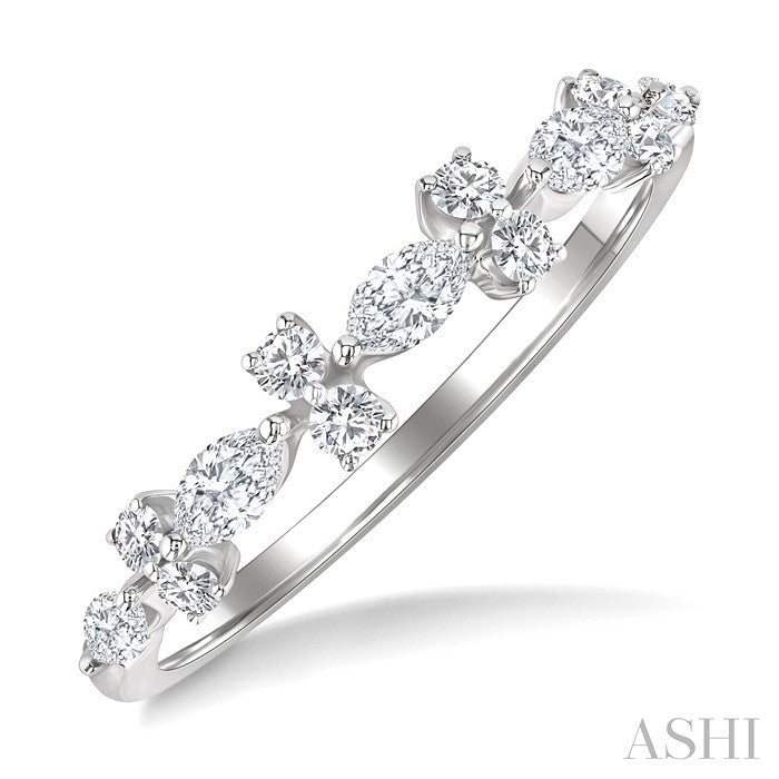 1/2 Ctw Scatter Marquise and Round Cut Diamond Fashion Band in 14K White Gold