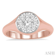 1/2 Ctw Round Shape Lovebright Diamond Ring in 14K Rose and White Gold