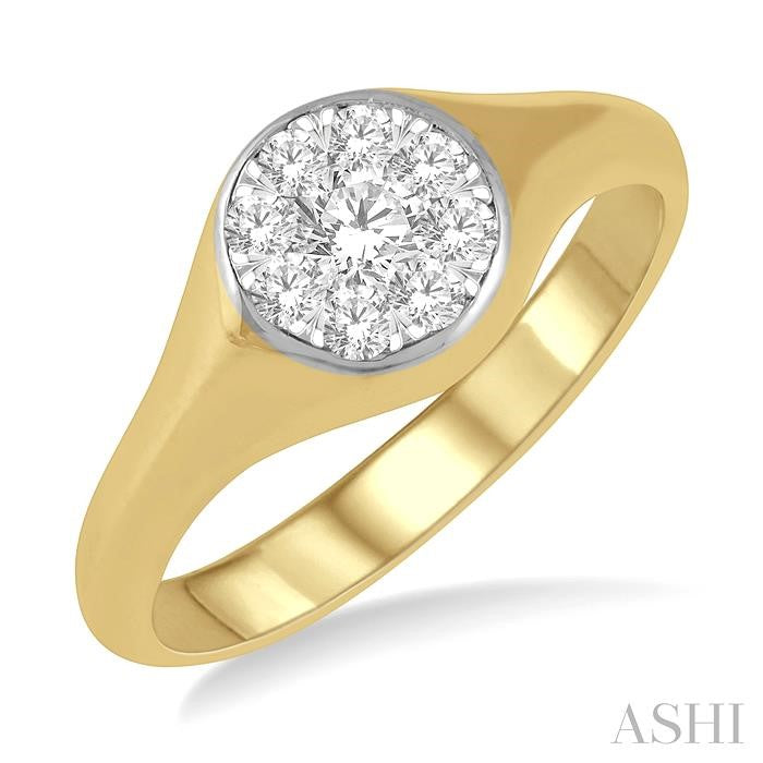 1/3 Ctw Round Shape Lovebright Diamond Ring in 14K Yellow and White Gold