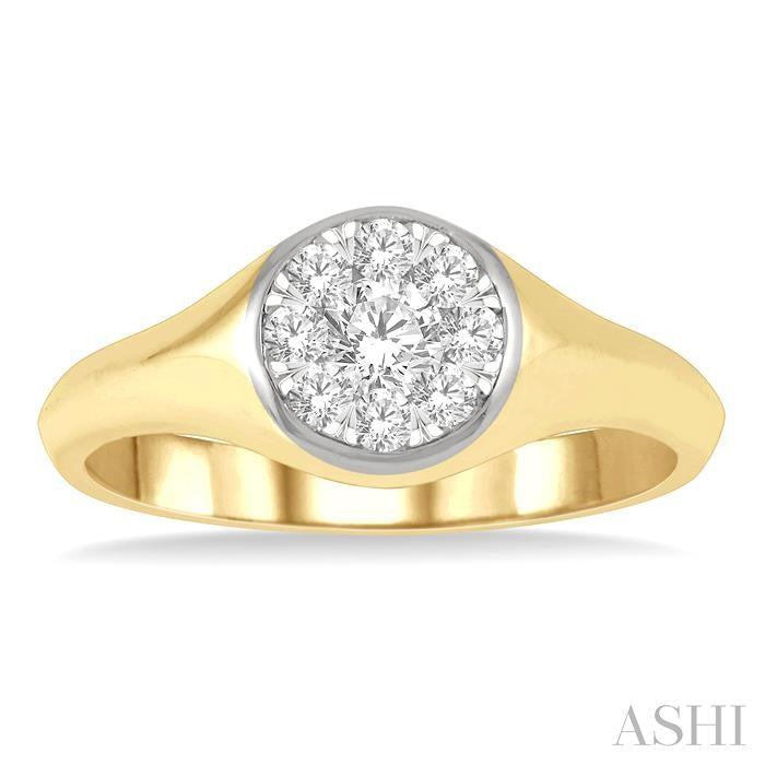 1/3 Ctw Round Shape Lovebright Diamond Ring in 14K Yellow and White Gold