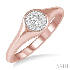 1/6 Ctw Round Shape Lovebright Diamond Ring in 14K Rose and White Gold
