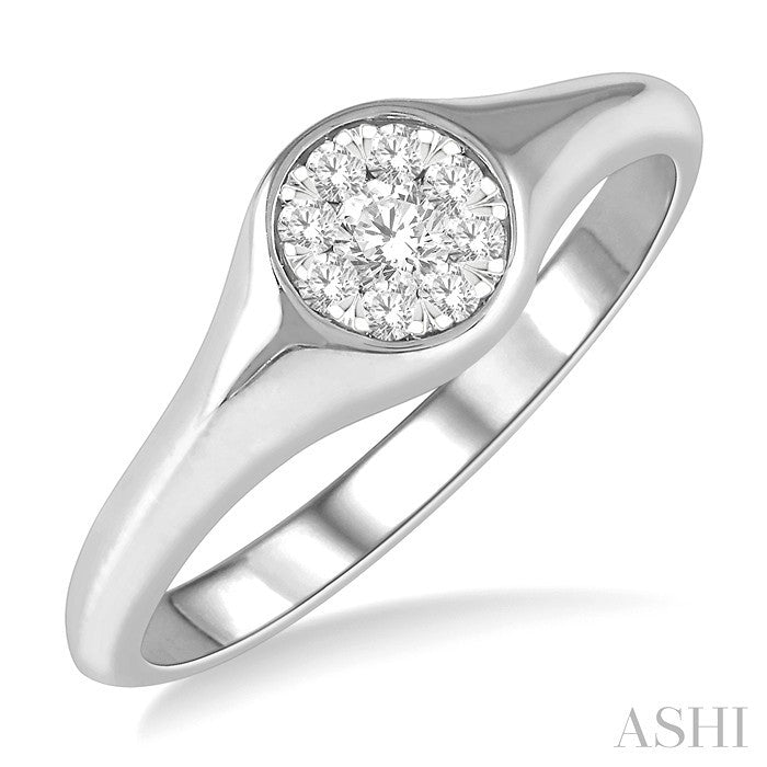 1/6 Ctw Round Shape Lovebright Diamond Ring in 14K White Gold