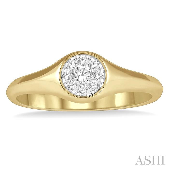 1/6 Ctw Round Shape Lovebright Diamond Ring in 14K Yellow and White Gold