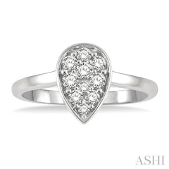 1/3 Ctw Pear Shape Center Mount Round Cut Diamond Cluster Ladies Ring in 14K White Gold