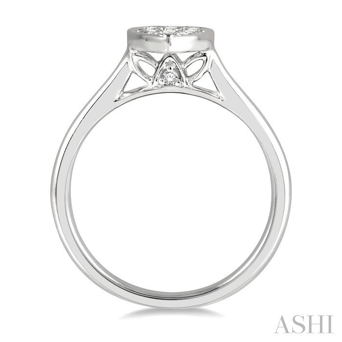 1/3 Ctw Pear Shape Center Mount Round Cut Diamond Cluster Ladies Ring in 14K White Gold