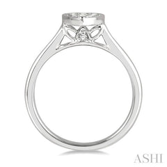 1/3 Ctw Pear Shape Center Mount Round Cut Diamond Cluster Ladies Ring in 14K White Gold