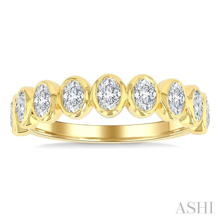 7/8 Ctw North-South Oval Diamond Band in 14K Yellow Gold
