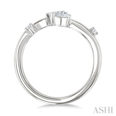 1/4 Ctw Open Bypass Pear and Round Cut Diamond Fashion Ring in 14K White Gold