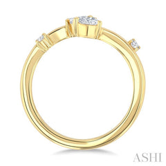 1/4 Ctw Open Bypass Pear and Round Cut Diamond Fashion Ring in 14K Yellow Gold