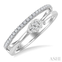 1/4 Ctw Double Row Pear Shape Lovebright Round Cut Diamond Ladies Ring in 10K White Gold