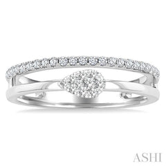1/4 Ctw Double Row Pear Shape Lovebright Round Cut Diamond Ladies Ring in 10K White Gold